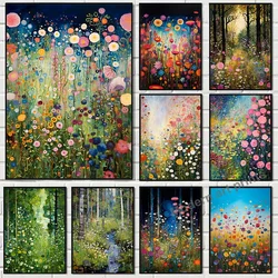 Abstract Flowering Shrubs Painting Canvas Poster Tree Landscape Wall Art Pictures for Living Room Bedroom Modern Home Decor