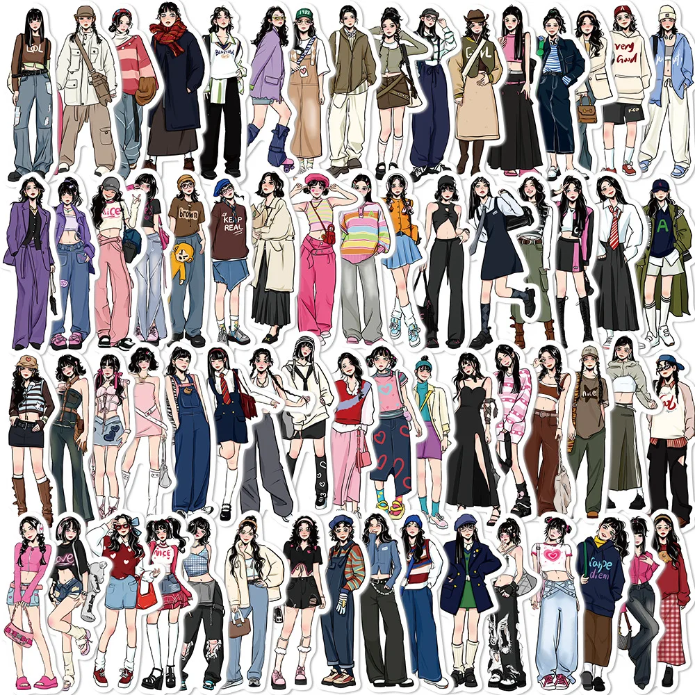 65Pcs The Flapper Girls Wear adesivi Graffiti fai da te Pack Laptop Scrapbooking Notebook cancelleria bagagli Wall Phone Case decalcomanie