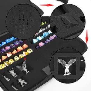 D&D用のDNDダイスセット用ダイストレイボックス、ローリングトレイポリヘドラルディスダンジョン用のストレージバッグホルダーとRPG用ドラゴン 12ベストセールスダンジョン家具-2