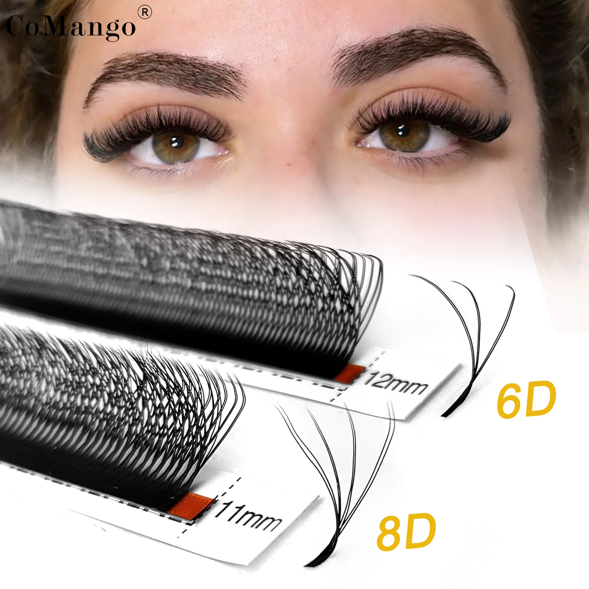 CoMango 6D 8D W 모양 속눈썹, C/D 컬 더블 팁, 3D 4D W 속눈썹 익스텐션, 자연스러운 가짜 프리메이드 팬 하이 퀄리티, 한국 메이크업