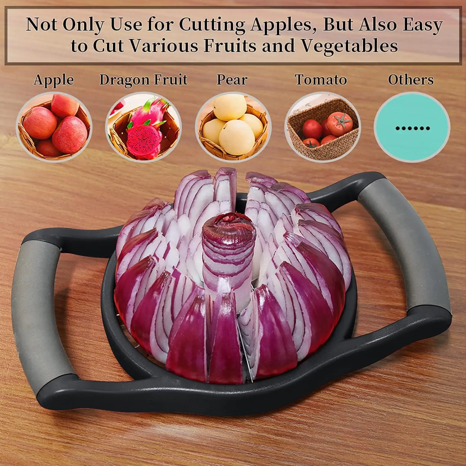 1PC Apple Slicer Cutter Stainless Steel Blade Apple Corer Slicer Quick Cut Apple Divider Fruit Cutting Tool Kitchen Gadget