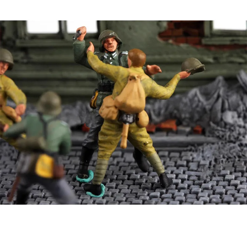 Modelo 1:72 pintado, 4 Uds., mano a mano, combate en el campo de batalla, figuras de acción de soldados, accesorios de escena DIY, exhibición de colección