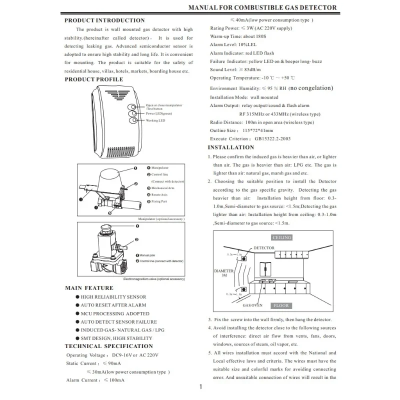 12V Gasdetector Sensor Alarm Propaan Butaan Lpg Natuurlijke Camper Camper Aardgas Vloeibaar Gas Lpg Lng Lekkage Alarm Detecteren