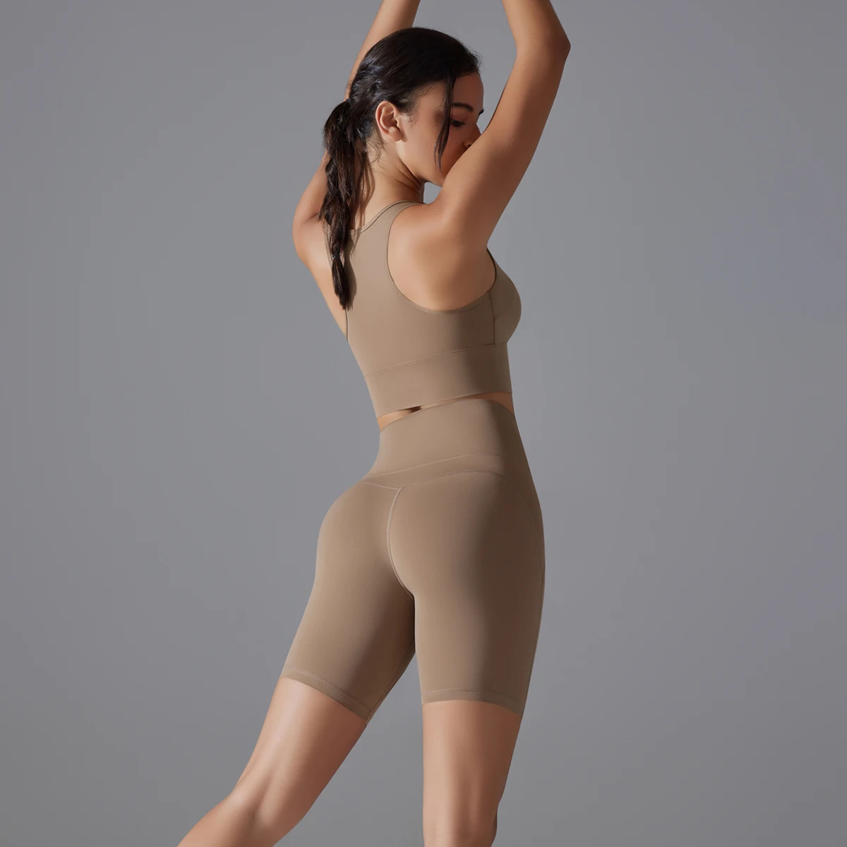 Yoga Suit Sports Set Gym Sports Crop Tops Solid Color Nylon Yoga Bra  Running Cycling Sports Gym Workout Yoga Shorts
