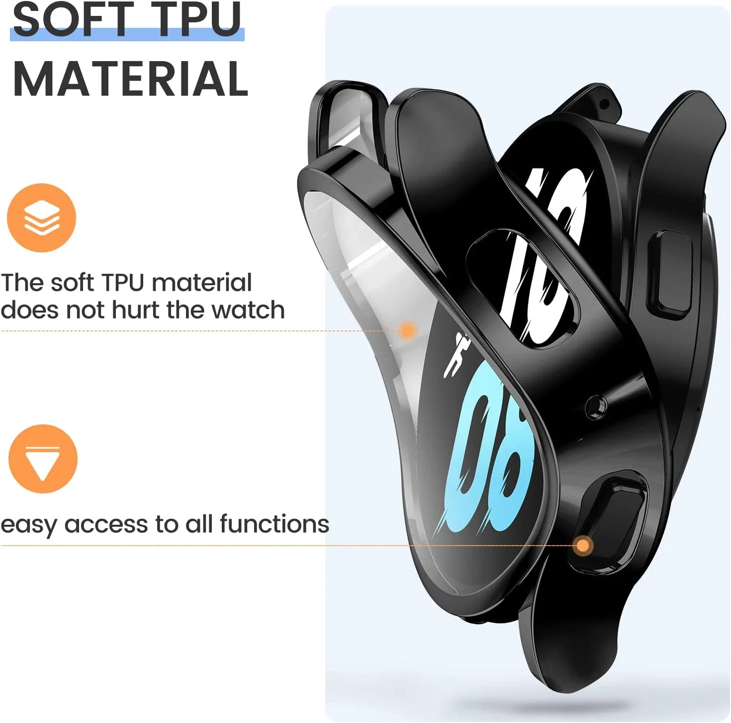 TPU Soft Case For Samsung Galaxy Watch 7/6/5/4 40mm 44mm Full Screen Protector Bumper For Galaxy Watch 7/6/4/5 Protective Cover