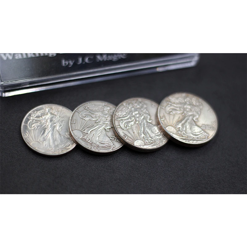 Four in One Walking Liberty Half Dollar Set Magic Tricks Coin Appear Vanish Magia Magician Accessory Close Up Illusion Mentalism