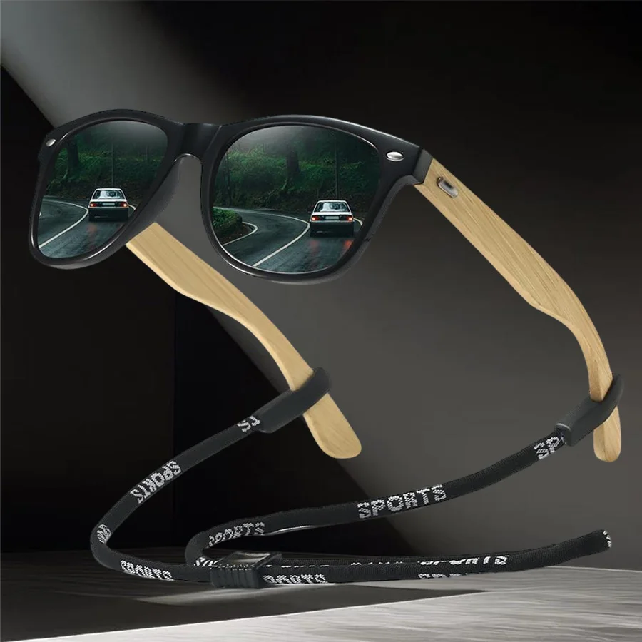 نظارات شمسية كلاسيكية UV400 للرجال والنساء نظارات خارجية عصرية مع سلسلة لقيادة الصيد والسفر والجري