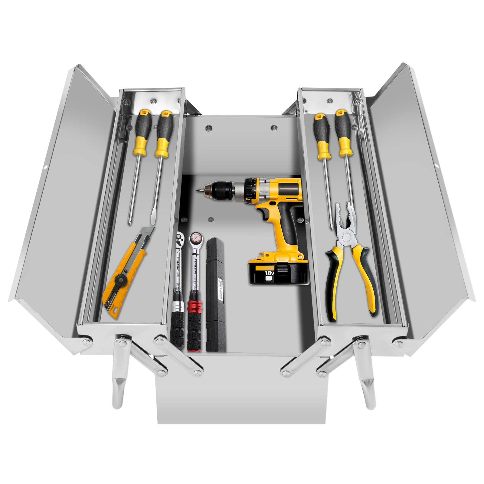 

Portable Tool Storage Box Parts Toolbox Hardware Tool Storage Box Folding 2-Layer Multi-Function Tool Organizer for Garage, Home