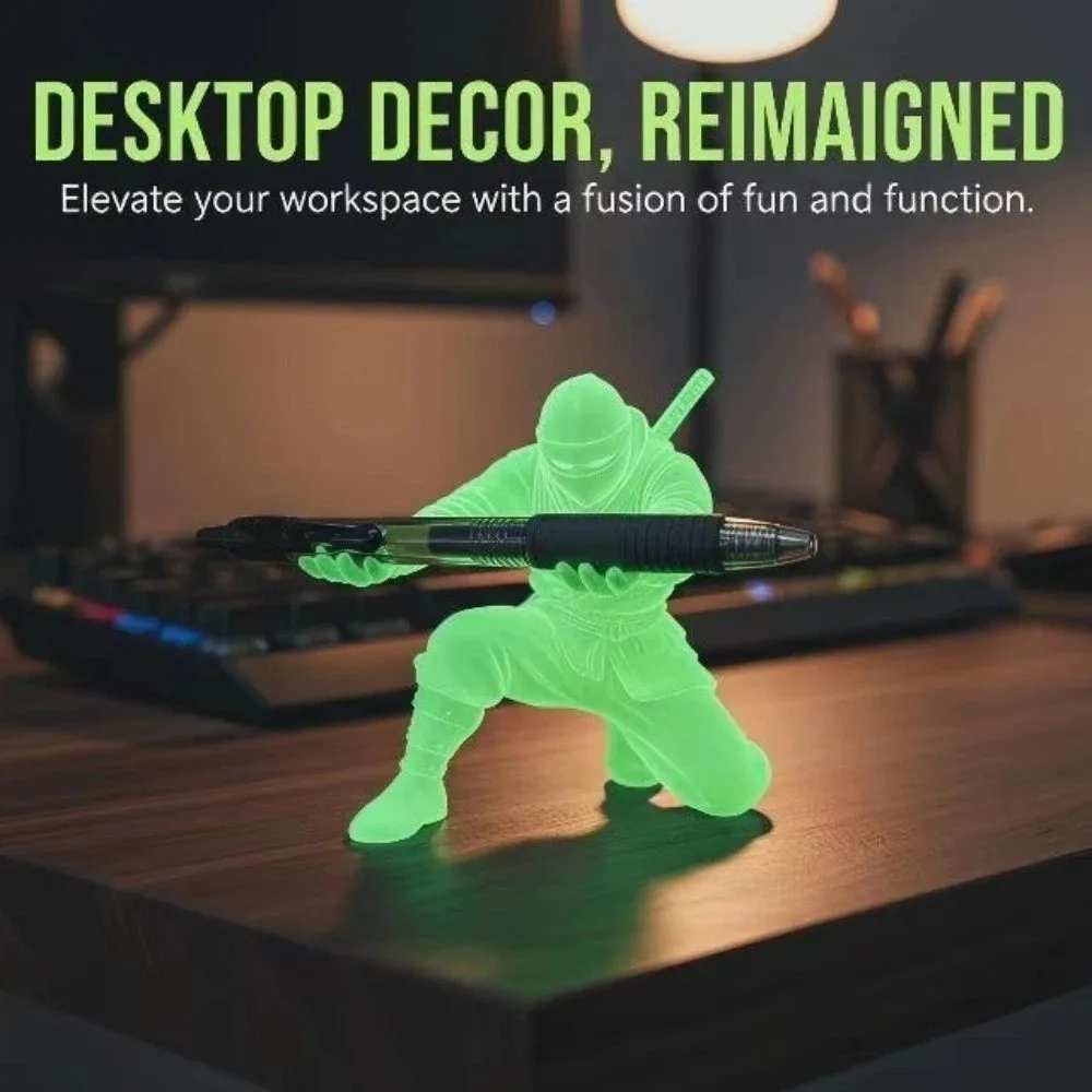 Innovative 3D Printed Luminous Ninja Pen Holder Multi-Functional Ninja Character Desk Ninja Ornament Plastic Pencil Rack Home