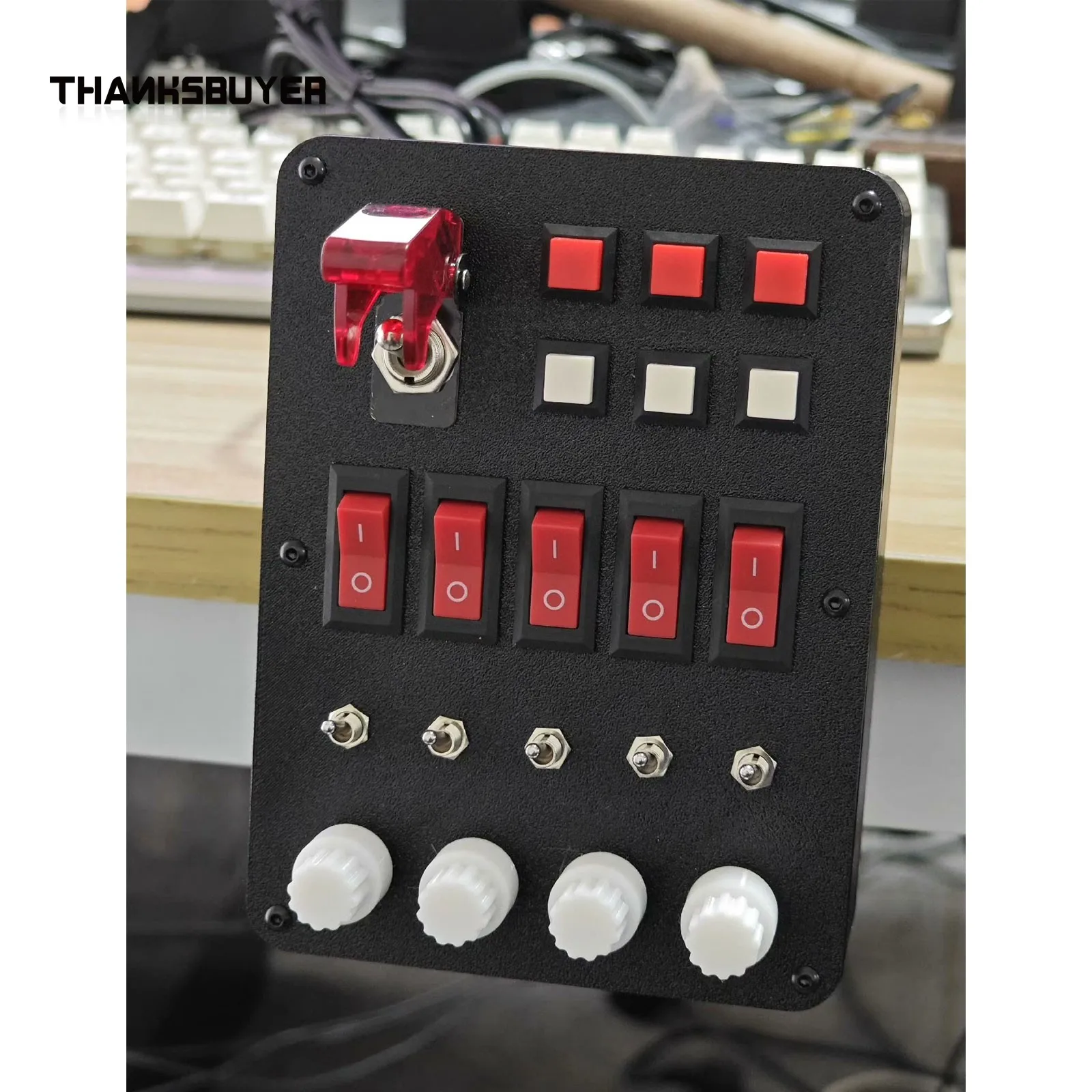 Rennspiel/Flugsimulation Zentrale Steuerbox PETG 3D-gedrucktes Gehäuse mit sechs selbstrückstellenden Tastenschaltern