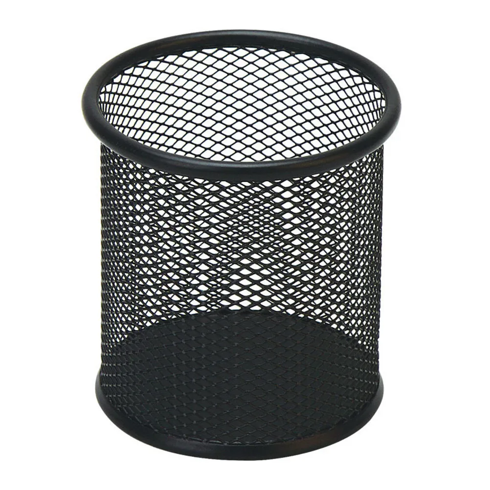 2Pcs Round Metal Mesh Pen Stand for Desk Organization Keeps Pens Erasers Knives Neat Iron Art Pencil Holder Brush Pot Container