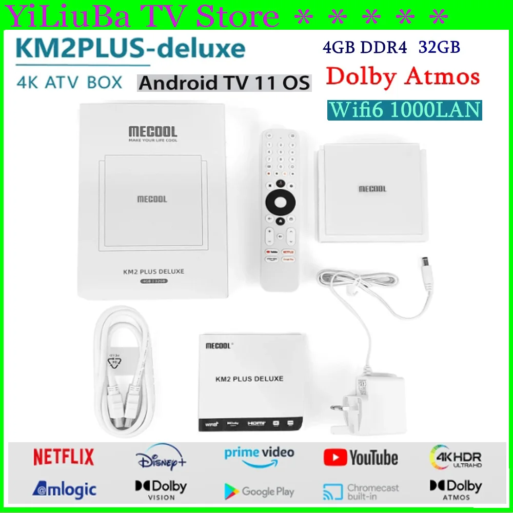 Mecool-Deluxe Android 11 TV Box ، Amlogic S905X4 ، معتمد من Google ، Netflix 4K ، ATV ، 5G ، WiFi6 ، مشغل وسائط سوبر ، أصلي ، KM2 Plus