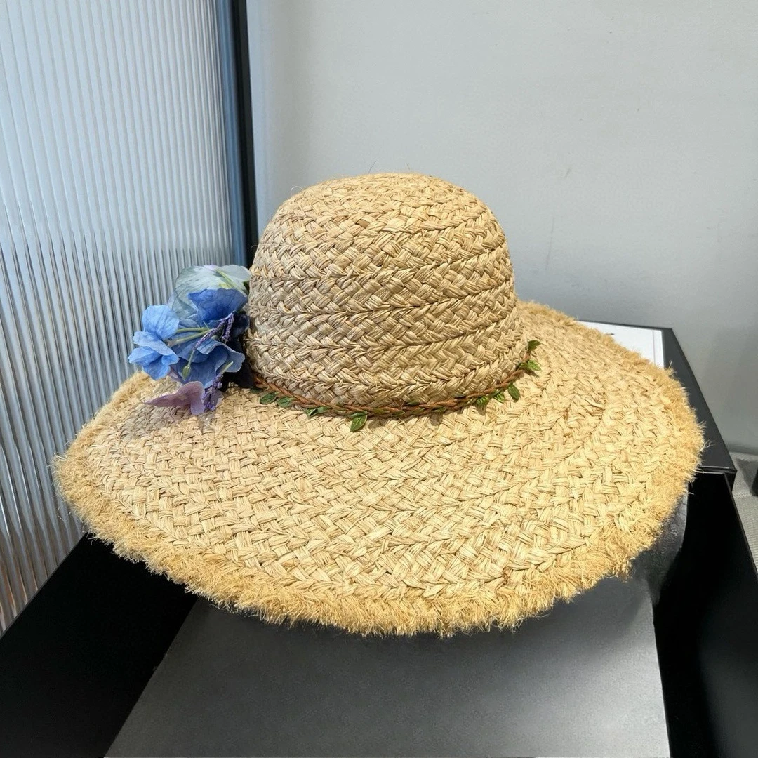 

High Quality Elegant Flower Master Woven Straw Hat Women's Summer Large Brim Sun Hat Seaside Holiday Beach Sun Hat Luxury Gift