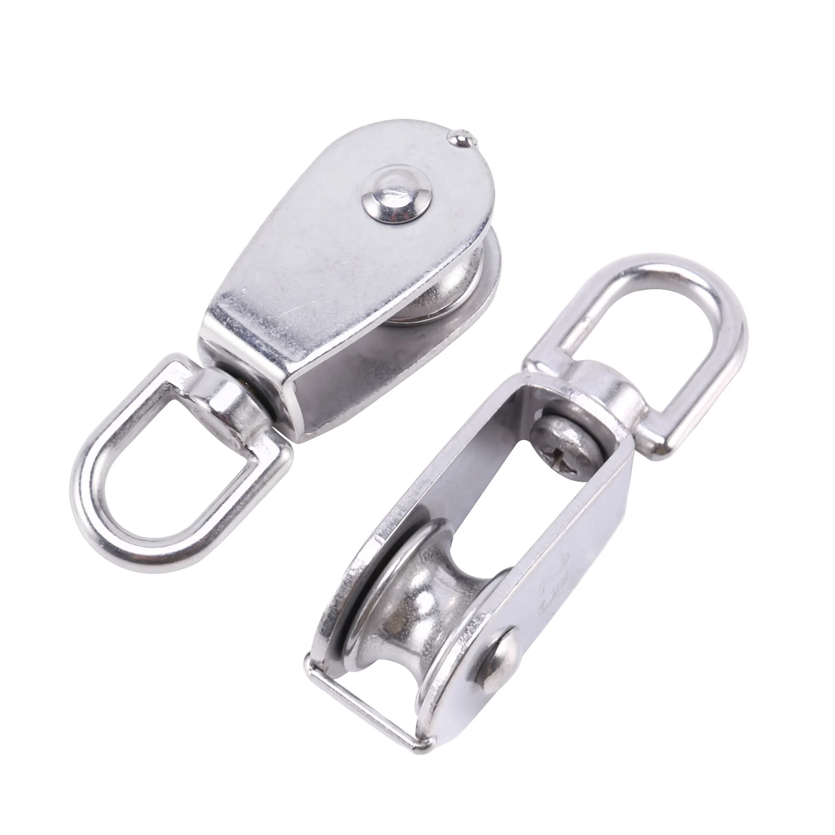 2Pcs 25MM Single Pulley Block in 304 Stainless Steel M25 Pulley Roller Loading 400kg - Silver