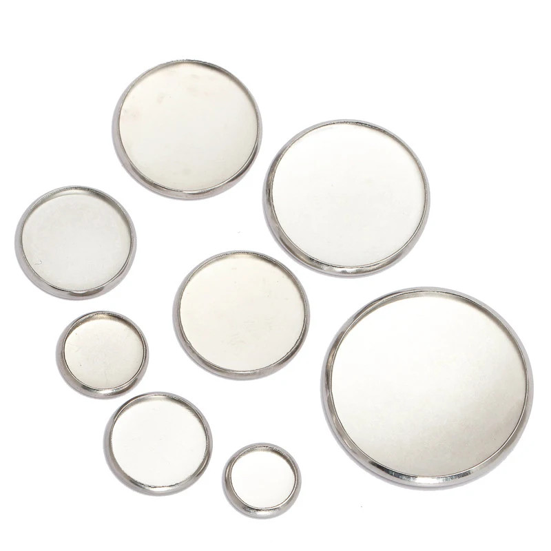 20pcs Stainless Steel Cabochon Cameo Base Round Bezel Tray Blank Base Fit 6-30mm Cameo Base Settings for Jewelry Making DIY