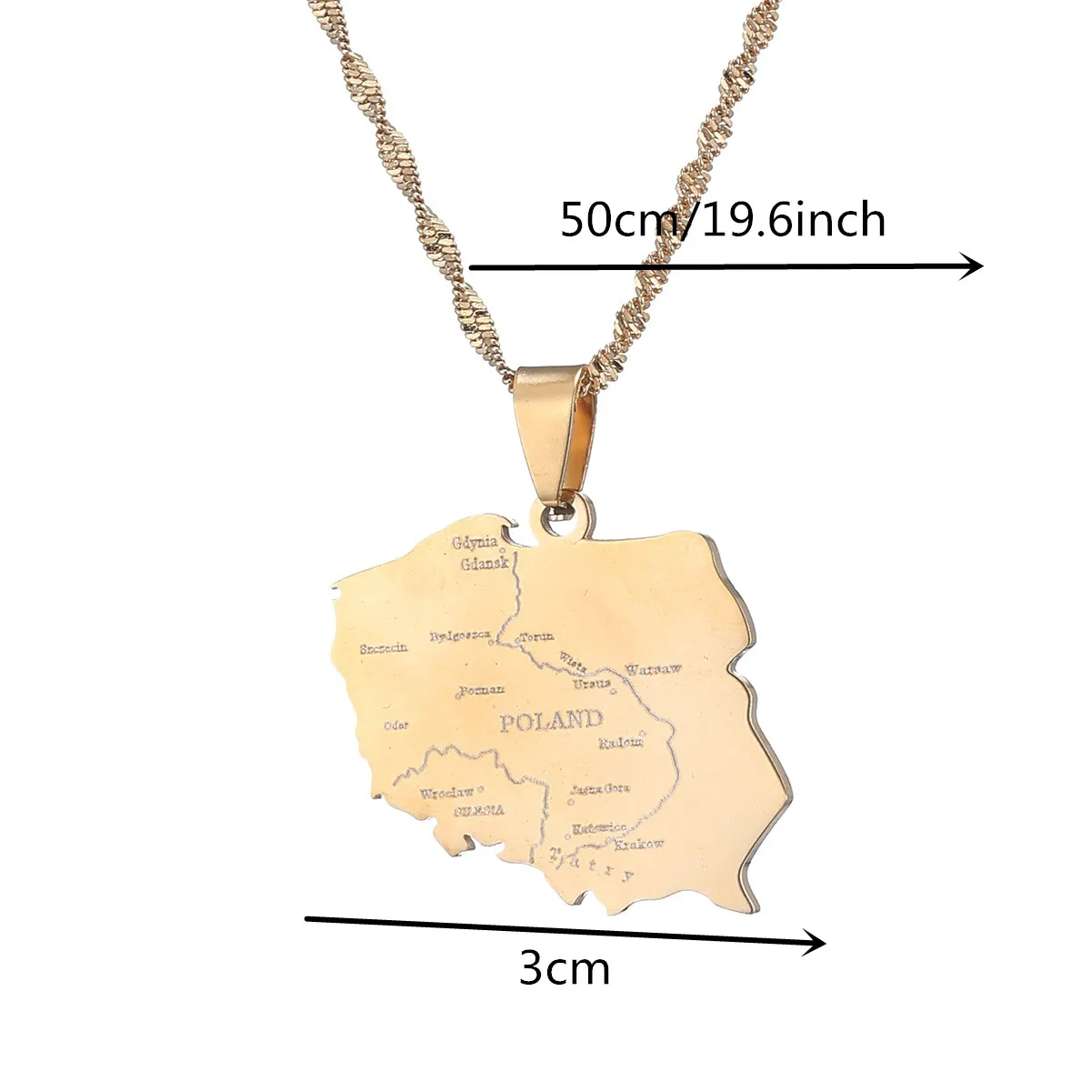 Polska Map Pendants Necklace For Women Gold Color Country Poland Charm Jewelry