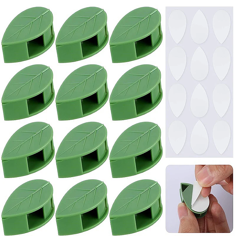 10pcs Plant Stand Green Leaf Clip Self Adhesive Plant Clip Home Garden Vine Invisible Climbing Wall Stand Hook Plant Clip