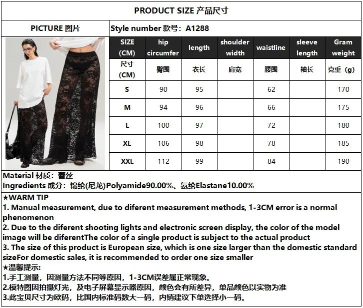 BKLD Black Skirts 2025 Summer New Women Clothing Solid Color Slim Bag Hip Streetwear Fashion See-Through High Waist Lace Skirt