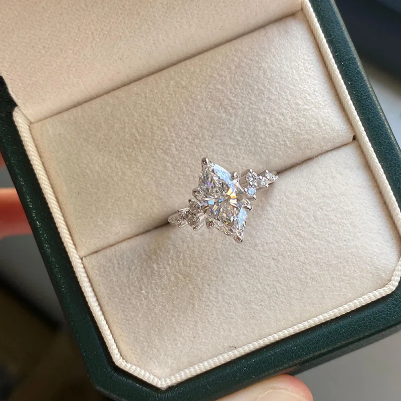 14K Gold 2.0ct Marquise Cut EF/ VS IGI Certified Lab Grown Diamond Ring Unique Bridal Anniversary Engagement Ring For Her Gift
