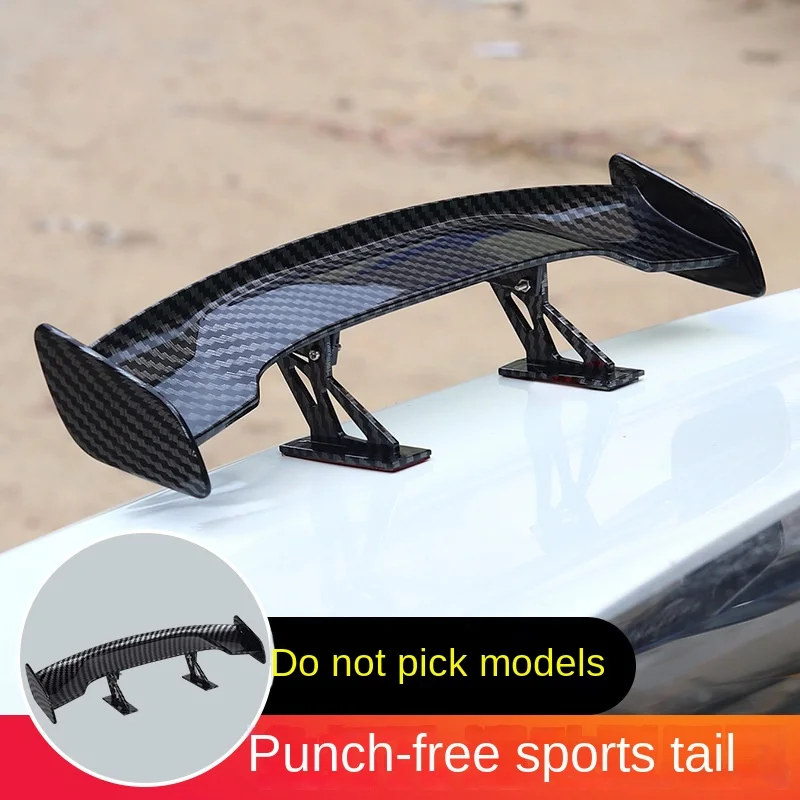 Car Mini Tail Wing Carbon Fiber Look Modified Tail Wings Simple Model Auto Rear Spoiler Decoration Car Accessories