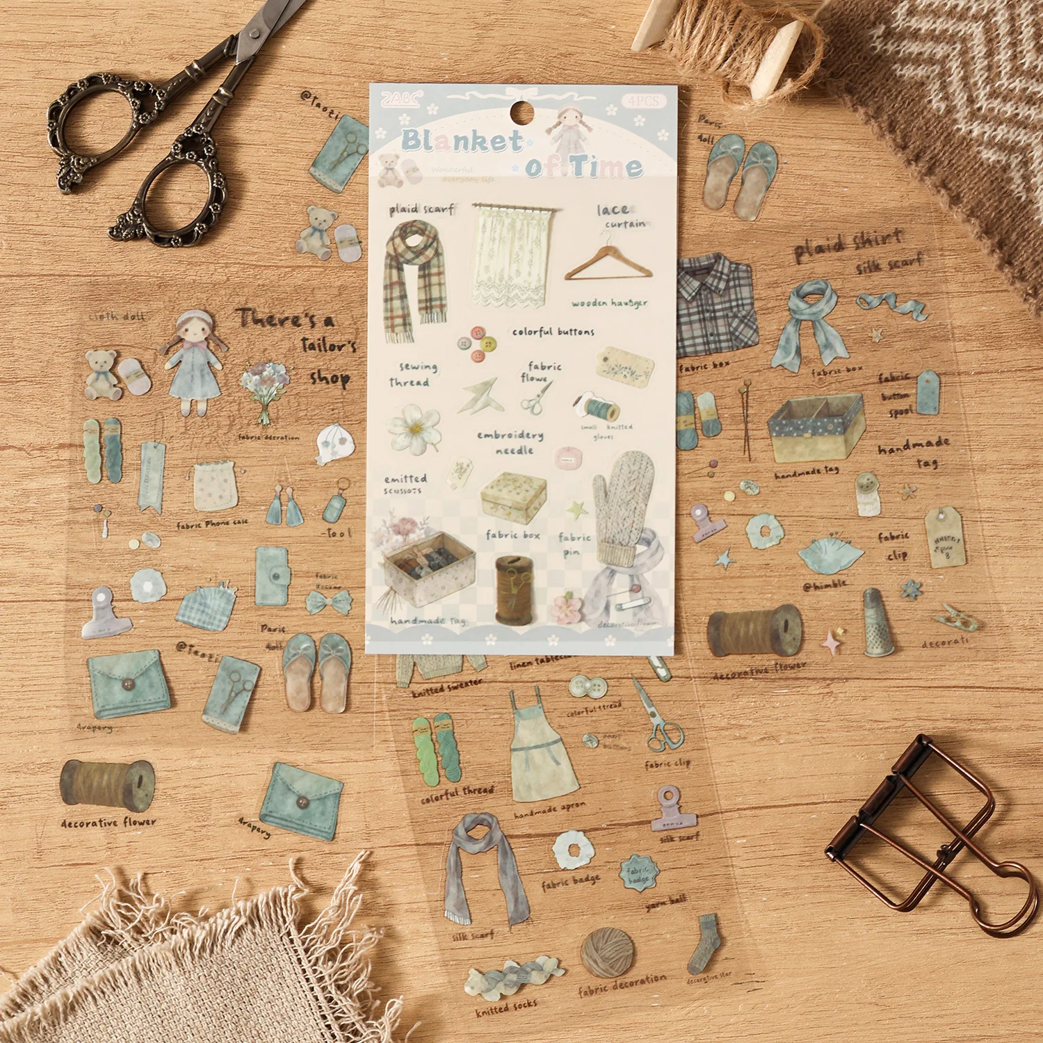 4pcs Waterproof PET Stickers - Watercolor Daily & Travel Motifs for Journal Scrapbook