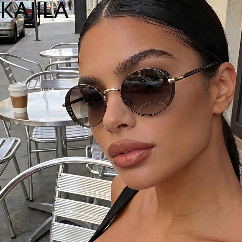 

Steampunk Small Oval Sunglasses Women 2026 Luxury Vintage Round Punk Shield Sun Glasses For Ladies Retro Metal Frame Eyewear