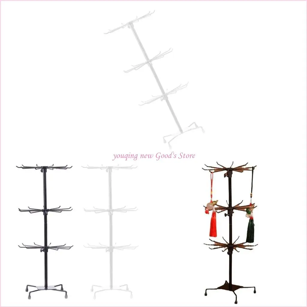 

57QA Three Layer Display Stand Scarves Hats Holder Socks Jewelry Rack Alloy Texture Jewelry Holder for Retail and Home Use
