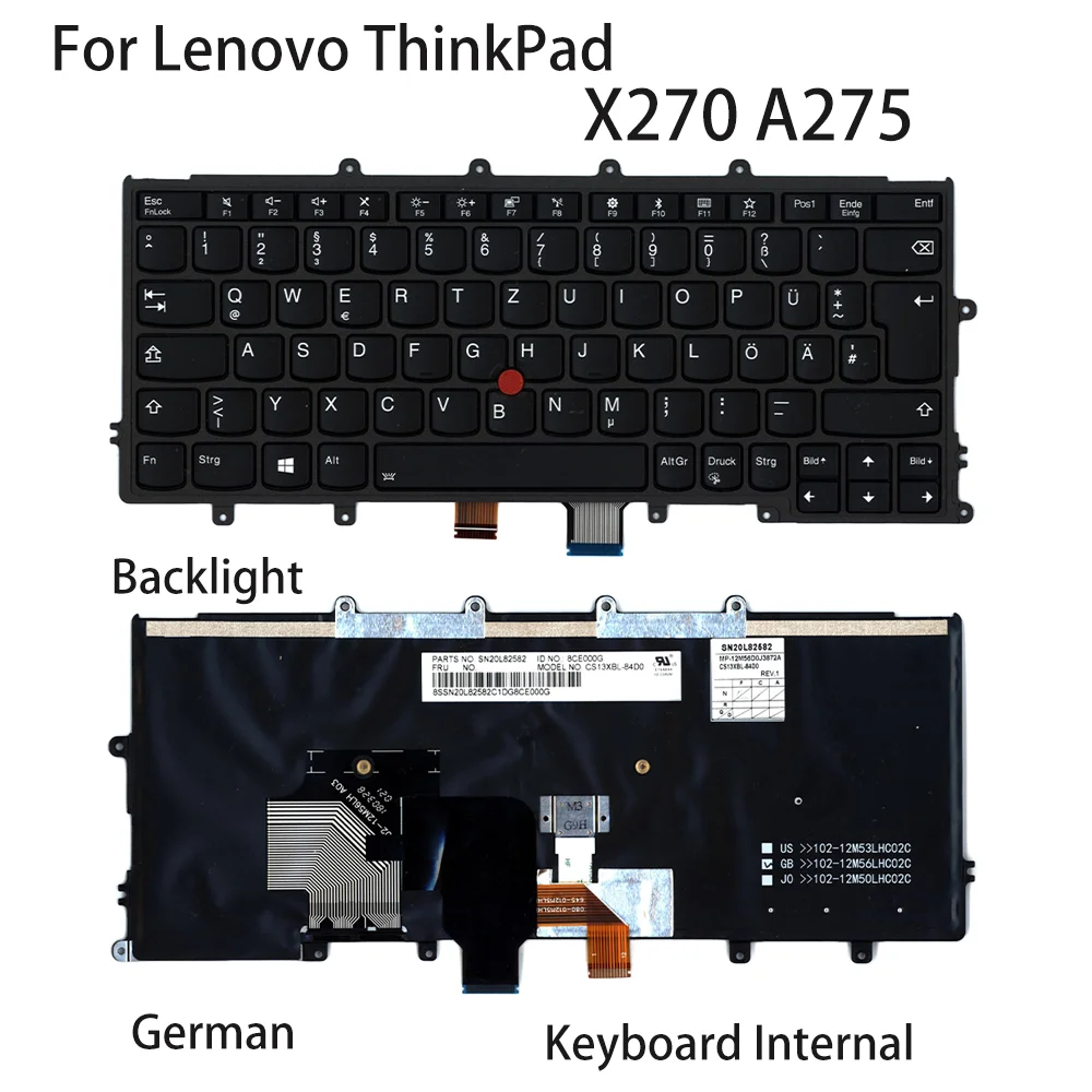 

New For Lenovo ThinkPad X270 A275 Laptop Keyboard Internal German Backlight FRU:01EN598 01EP074