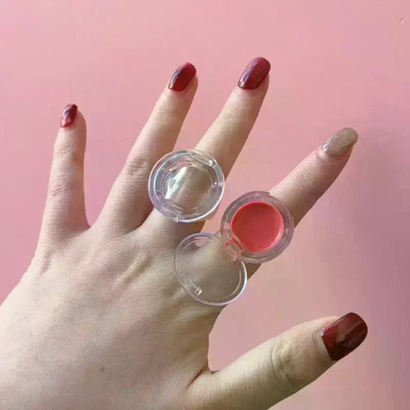 3.5g Empty Plastic Lip Scrub Jars Ring Shaped With Cover Balm Mask Skin Care Container Cute Blush Jar Cosmetic Jars