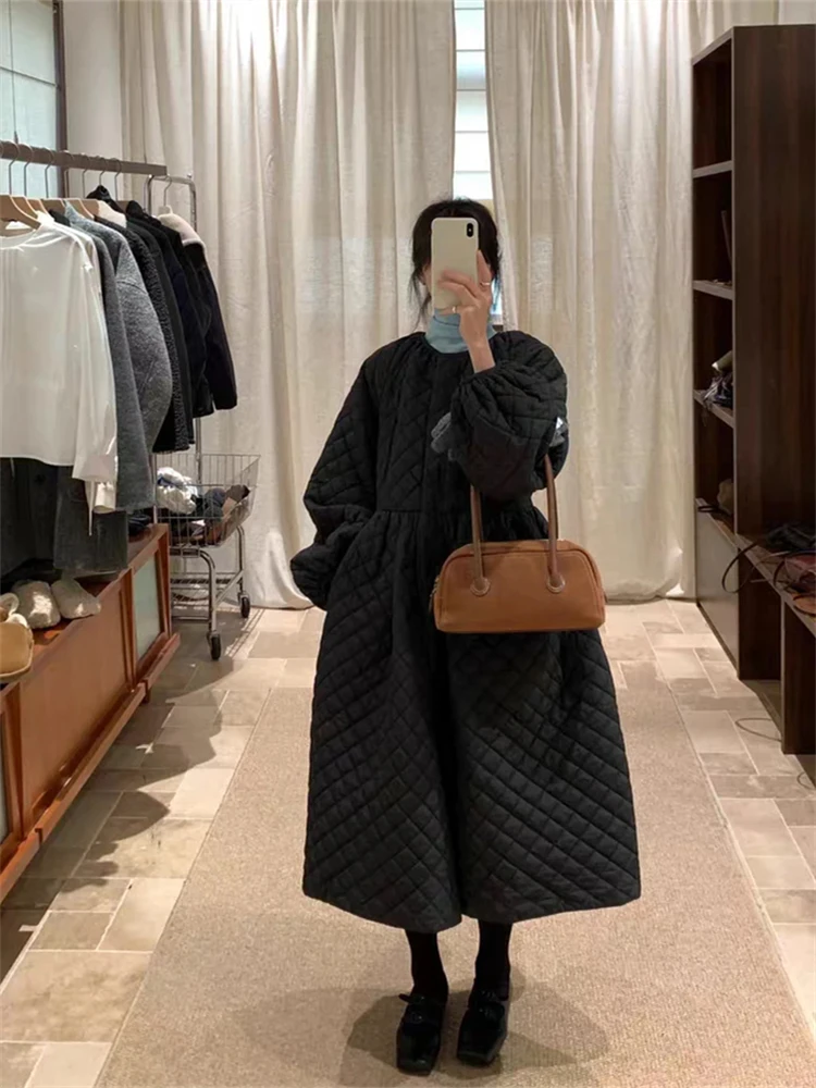 

Длинное хлопковое длинное пальто в стиле ретро, женское зимнее оригинальное новое уличное хлопковое пальто Sle Dongdaemun, корейское свободное пальто на молнии