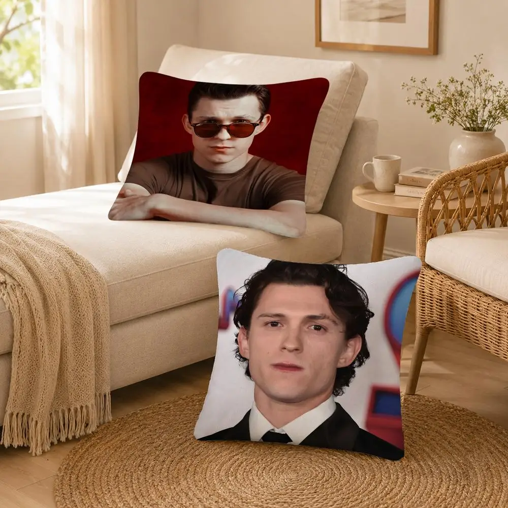 Actor Action Tom Holland Cushion Cover Soft Throw Pillow Cover Washable Plush Cushion Case for Sofa Bed Living Room