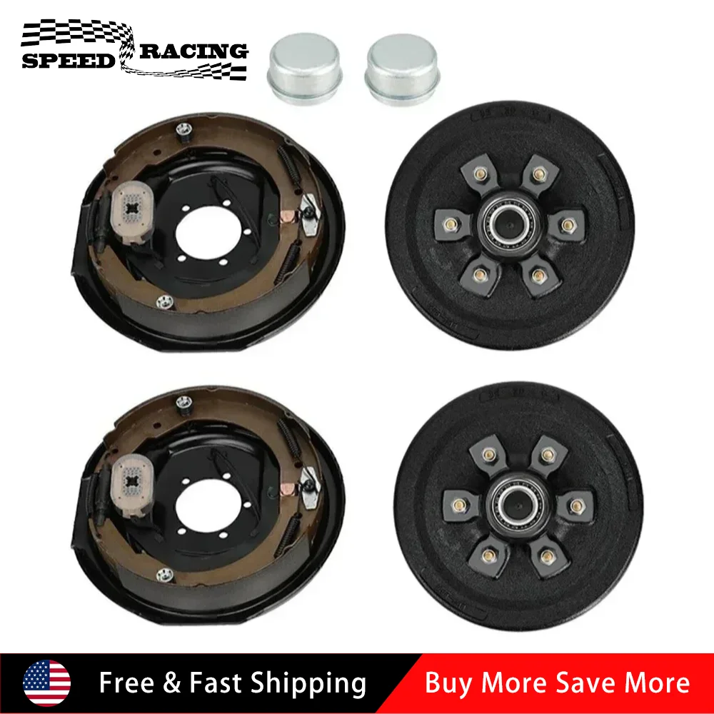 

Trailer Hub Drum Kits 6 on 5.5 Inch & Self Adjust Electric Brakes 6000 Lb Axle Part Black For Al-Ko Lippert Hayes Rockwell