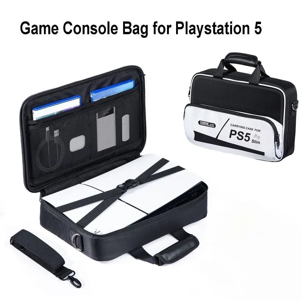 

Portable Game Console Bag Shockproof Waterproof Carrying Case With Shoulder Strap Durable for Playstation 5 Slim