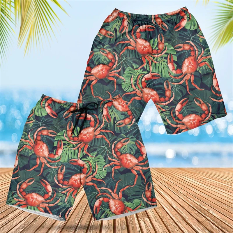 Summer Crab Mens Swim Trunks Marine Life Swimming Trunks For Men Clothes Crabs Beach Shorts Funny Animal Bermudas Boardshorts