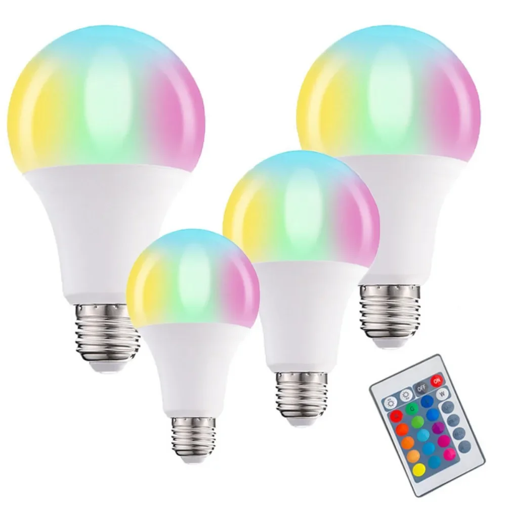 

LED Globe RGB Bulb 5w7w 9W 12W Plastic Package Aluminum Dimming Infrared Remote Control Colorful E27 Bulb Lamp Smart Light