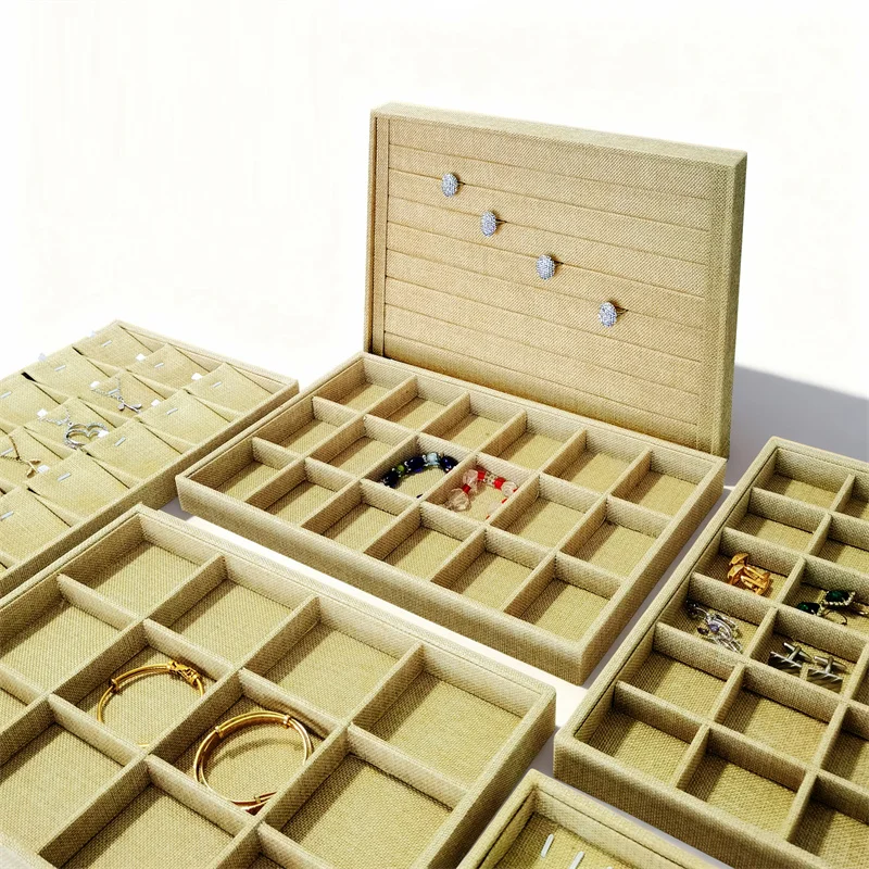 

Экологичная джутовая коробка для хранения ювелирных изделий — штабелируемая конструкция для коллекции ювелирных изделий, спальни и бутикового декора