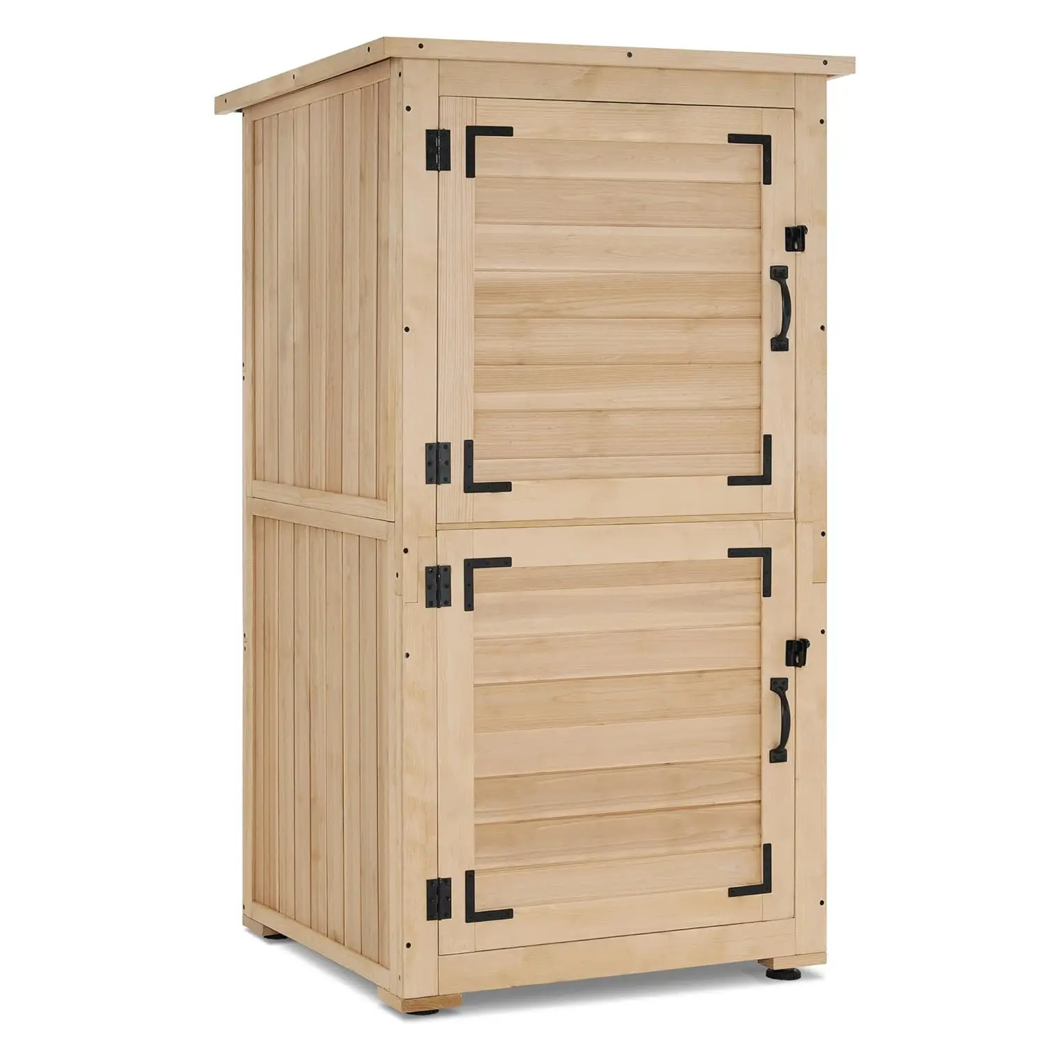30in Deep Wood Outdoor Storage Cabinet Shed Waterproof Garden Tool Patio Removable Shelf, Customized