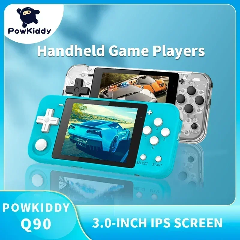 POWKIDDY Q90 3inch IPS Screen Handheld Console Open Source Linux System 3D Game Players 16 Simulators Retro PS1 Consoles