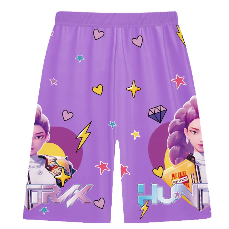 2 szt. Koszulki i szorty dla dzieci K-Pops Demons Hunters z nadrukiem 3D, bluzki, t-shirty, chłopięce i dziewczęce, codzienne koszulki z krótkim rękawem, odzież do spania dla dzieci