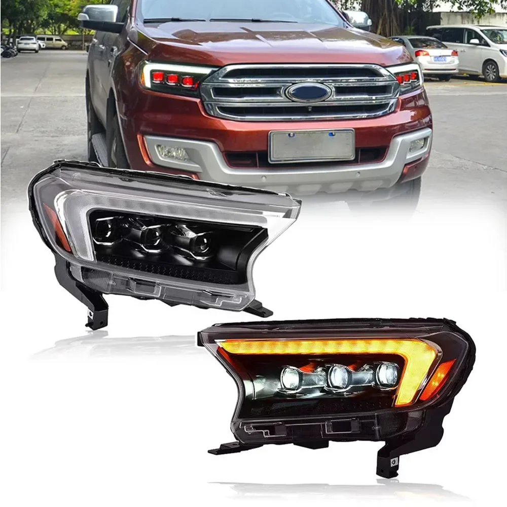 

Pop Pop Car Lights For Ford Ranger Everest 2015-2020 Front Lights LED Blue Start Animation DRL Dynamic Turn Signal Lamp Demon Ey