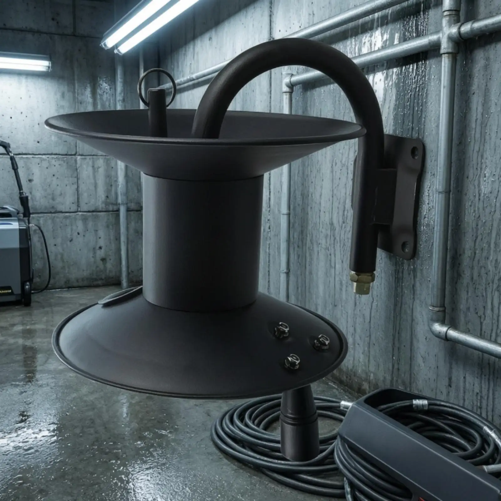 Hose reel with hand crank, durable wall-mounted hose holder, stable for garage