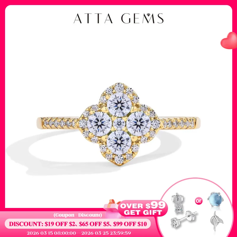 ATTAGEMS Classico Moissanite Anelli per Le Donne D Colore VVS1 Reale 925 Sterling Silver Fidanzamento Festa di Nozze Squisito FineJewelry