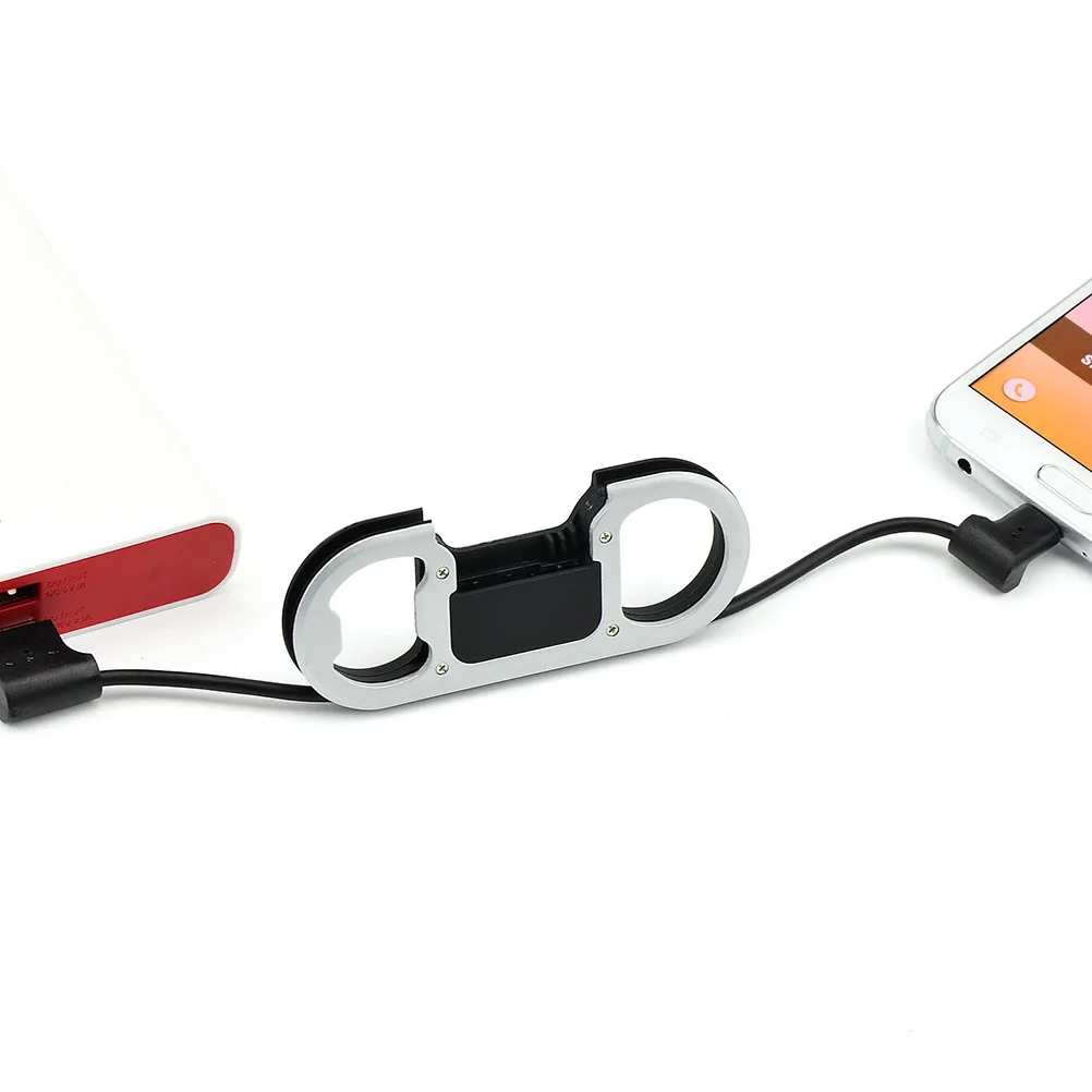 

Bottle Opener Keychain Black 9.1Cm Usb Data Cable For Smart Devices Portable Key Chain Ring Abs Pvc Metal Phone