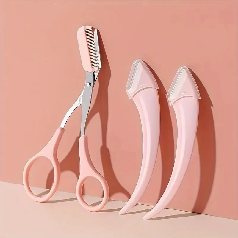 Eyebrow Trimmer Set, Precision Trimming Scissors, Curved Eyebrow Trimmer And Comb - For On-The-Go Eyebrow Grooming