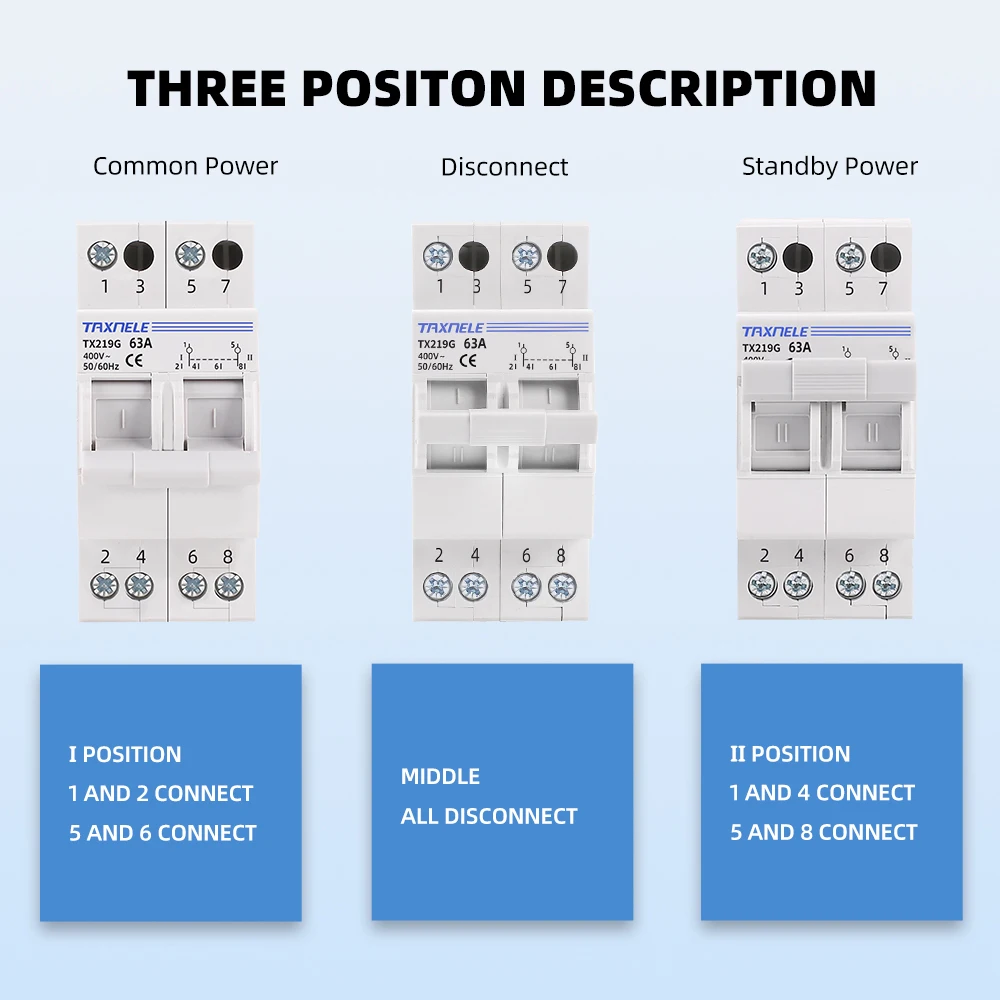2P 40A 63A MTS ثنائي الطاقة دليل نقل عزل التبديل التعشيق قطاع دارة 230 فولت 400 فولت وحدات التحول التبديل #4