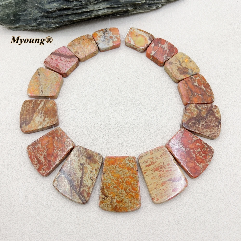 Graduated Sector Shape Multicolor Imperial Jaspers Slice Slab Pendant Beads For DIY Jewelry Making MY230618