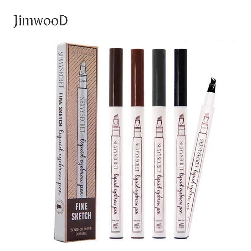 Jimwood 4 Head Eyebrow Marker Pencil Waterproof Microblading Eyebrow Thin Tattoo Pen Eyebrows Shades Makeup Eye Brow Pencil