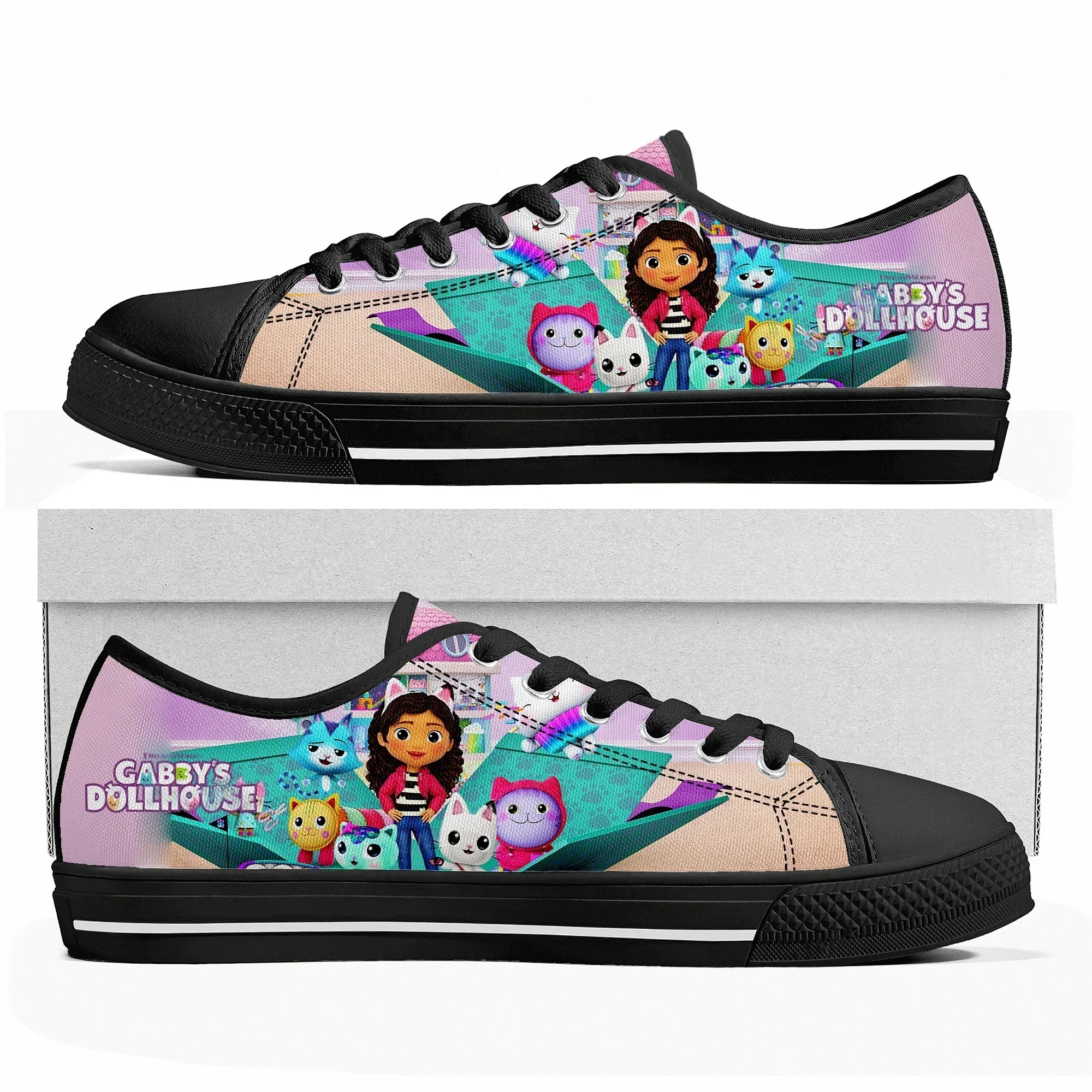 

GabbysDollhouse Low Top Sneakers Womens Mens Teenager Gabbys High Quality Canvas Sneaker Casual Anime Cartoon Customize Shoes
