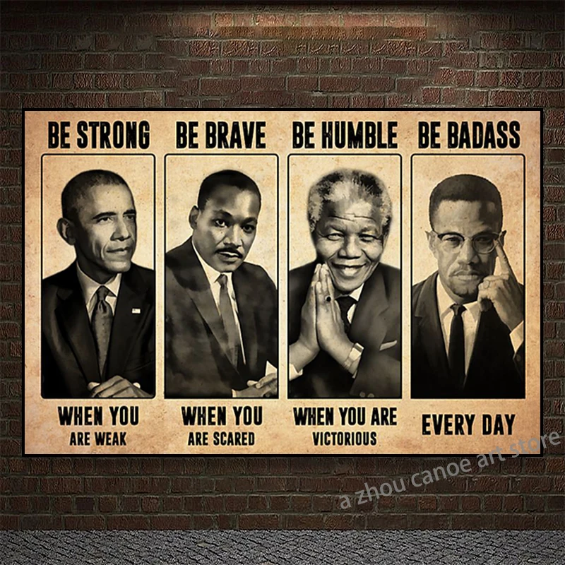 Póster Artístico para decoración del hogar, lienzo motivacional con impresión de pared de Nelson Mandela, Superman, Martin, Lutero, King, Barack