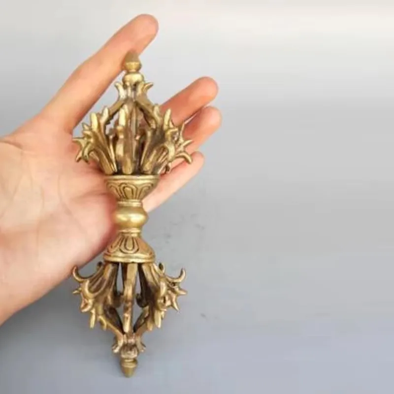 Exquisite Chinese Brass Buddhism Vajry Pestle Exorcism Instrument Dharma-vessel view 5
